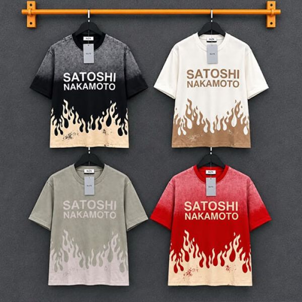 Satoshi Nakamoto Flame Graphic T-Shirt